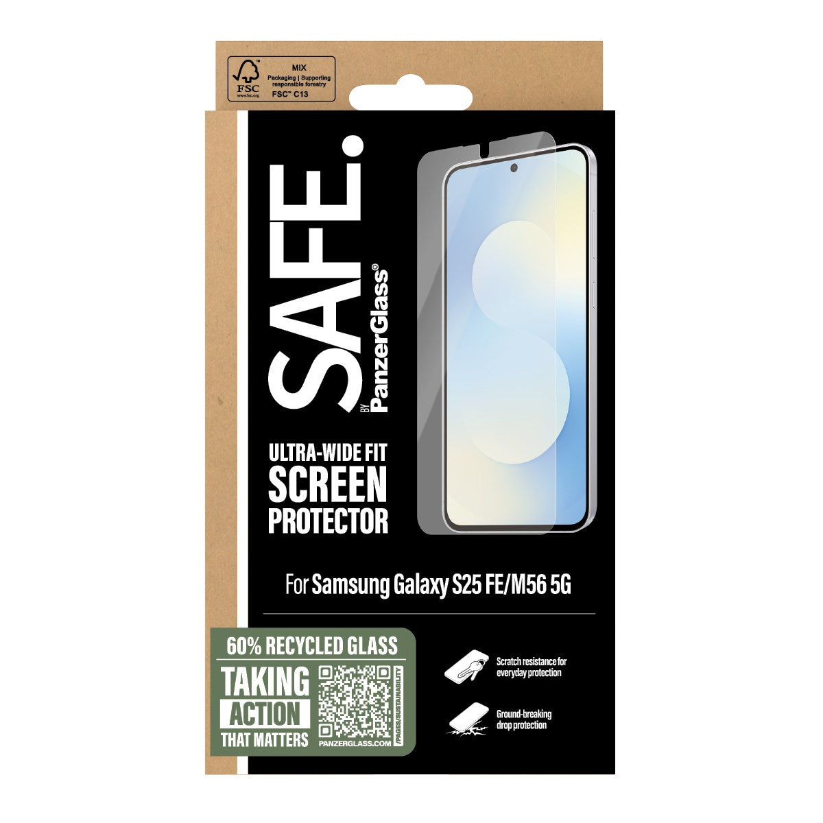 SAFE. by PanzerGlass® Displayschutz Samsung Galaxy S25 FE 5G | M56 5G | Ultra-Wide Fit